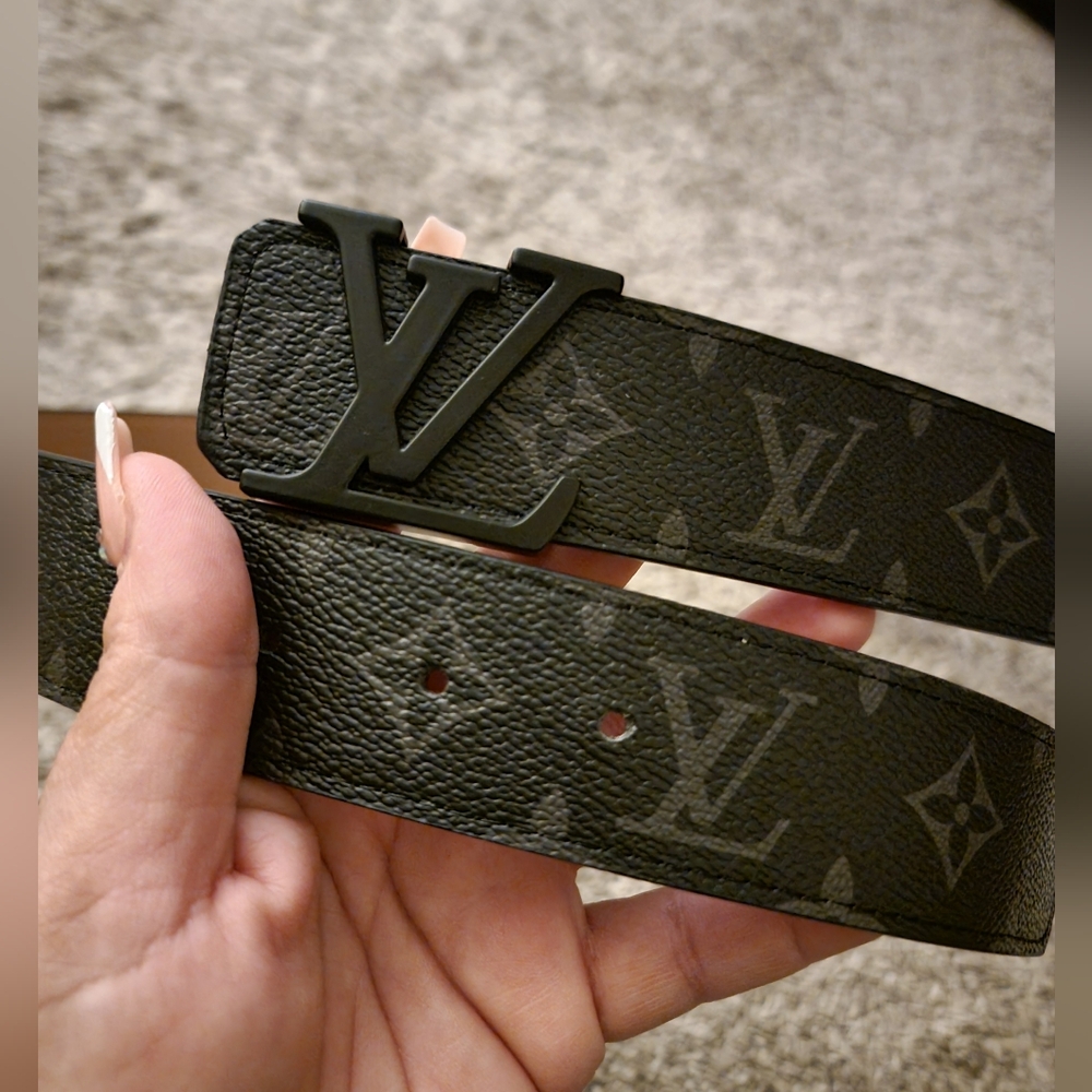 LV BELT mens 42 - 44 Louis Vuitton Black monogram Excellent Cond